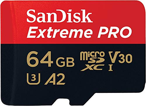 SanDisk Extreme PRO 64GB tarjeta microSDXC + adaptador SD + RescuePro Deluxe, hasta 200 MB/s, con Clase A2 de rendimiento de las aplicaciones UHS-I Class 10 U3 V30