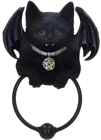 Nemesis Now Vampuss Cat Door Knocker 20cm, Resin, Black, Black Bat Cat Door Knocker, Vampuss Vampire Cat, Witch Gift, Halloween Decoration, Cast in the Finest Resin, Expertly Hand-Painted
