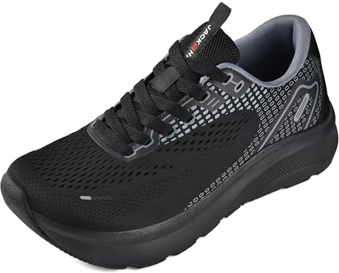 JACKSHIBO Wide Toe Box Shoes Women Arch Support Wide Sneakers for Running Walking Athletic Tennis Orthopedic Plantar Fasciitis Workout with Thick Cushion Zero Drop Sole Width Shoes Black