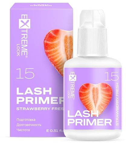 Extreme Look | Primer Professionale Extension Ciglia - Strawberry | Pre-Trattante per Ciglia Finte | Lash Primer | Elimina Proteine e Oli | Aderenza Impeccabile e Nutrizione | Sicuro e Efficace
