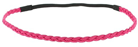Fuchsia rosa Damen Haarband - Suede Einfaches und Einfarbiger Geflochtenes Hairband, Samtaspekt - Einheitsgrößer Dünnes Stirnband - Hochzeit Vintage Headband - Original Look Boho, Hippie