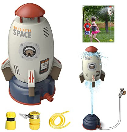 ViCUULY Rocket Launch Sprinkler Toy, Hydro Launch Water Rocket Toys for Kids (Space Rocket+Base Interface+Faucet Interface+16 Ft Water Pipe)