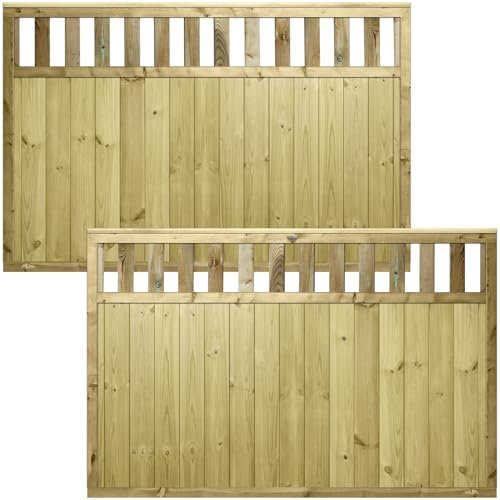 Urban Premier Picket 6x4ft (W: 6ft x H: 4ft) Fence Panel Decorative Garden Treated Trellis Top Fully Rebated Framed with Interlocking Smooth-Planed Tongue & Groove Width 1828mm x Height: 1200mm