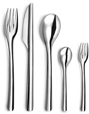 AMEFA - 60 couverts réutilisables & recyclables pour 12 personnes - Slim - Acier inoxydable 18/0, Finition Standard