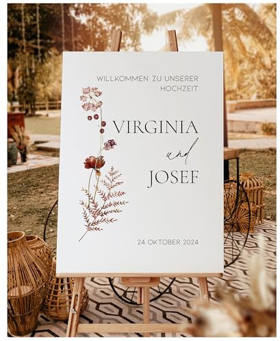 Manschin Laserdesign Willkommensschild Aluverbund personalisiert - Made in Germany - Welcome Willkommen Schild für Hochzeit (60x40cm)
