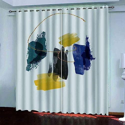 Kinder Vorhänge Schlafzimmer Einfache Graffiti-Linien Schiebegardinen Blickdichter Bedroom Children's Room Vorhang Mit Ösen Verdunkelungsgardine, Vorhänge 3D Wohnzimmer 2 X 300 X 280 cm -1T0R-N8A