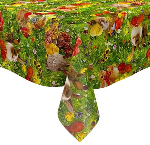 KEVKUS Wachstuch Tischdecke 01002-00 Ostern Osterei Osterhase wählbar in eckig, rund und oval - Größe rund 140cm Schnittkante