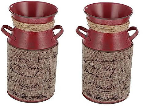 BESPORTBLE 2 STK Zinnbrunnen Eimer Blumentopf, Vase, Aus Metall Milchkannenvase Groß Blumenvase Vintage Krugvase Retro-blumenvase Metallkrug Amphore Garten Pflanze Deko Tasche Eisen