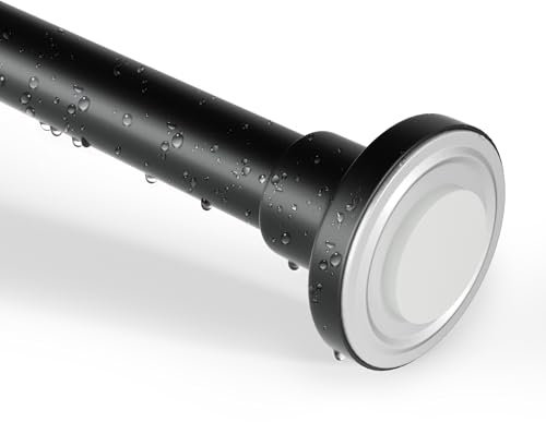 SZXIMU Schwarze Duschstange Spannung 35 bis 44 Zoll, 1 Zoll Durchmesser Verstellbare Duschspannstange Nie Rost Rutschfest Kein Bohren, Teleskop Duschstangen Spannstangen für Fenster, Badezimmer, Küche