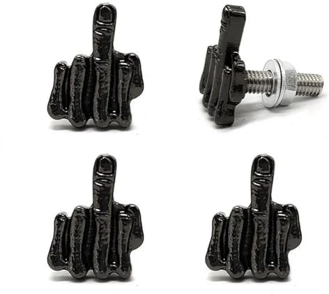 SWSSJUAN Viti per Auto 4 Pezzi Bulloni per Dito Medio Viti Targa Tappi Targa per Kit di Sostituzione Viti Moto Auto(Black)