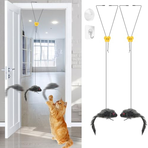 Adiwo 2PC-Pet Cat Toy Door Cat Stick Triangulär krok-mus