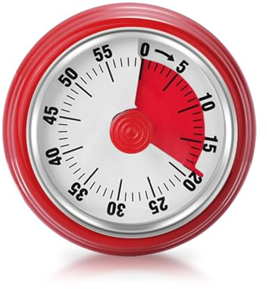 Visueller Timer, 60-Minuten Countdown Kurzzeitwecker Küche Küchentimer Mechanisch mit Magnetfuß 3Inch Kochuhr Timer Keine Batterien Erforderlich für Kinder und Erwachsene Studie Arbeit, Rot