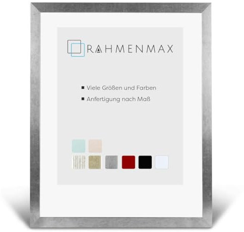 RahmenMax Skane Bilderrahmen Posterrahmen 70x100 cm Standard Formate Alu Gebürstet Dekor RW Weiss Kunstglas Antireflex