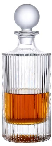 Lily's Home Élégante carafe à whisky en verre avec bouchon anti-fuite – Décanteur de vin bourbon et cristal de qualité supérieure – Bouteille à whisky pour bar à domicile – 10,9 x 27,7 cm, 800 ml