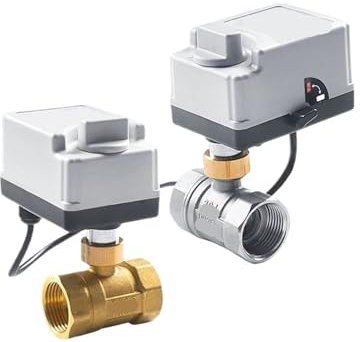 1 Stück elektrischer Kugelhahn mit manuellem Schalter, Messing/Edelstahl, 3-Draht, 2 Steuerung, DC12V/DC24VDC/AC220V, 2-Wege-Elektrokugelhahn(Size:3/4,Color:STAINLESS_DC12V_CR02)