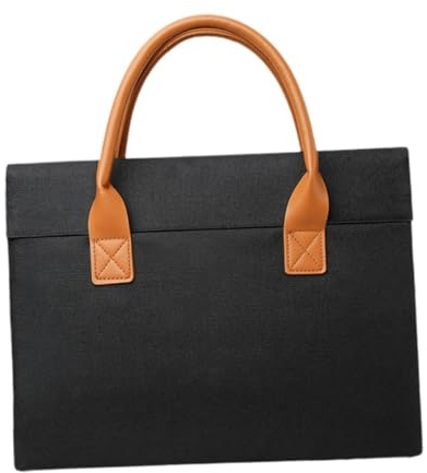 rockible Hochwertige Aktentasche für Damen und Herren, stilvolle Business-Laptoptasche für Reisen und Arbeit, 34x26x4 cm Schwarz