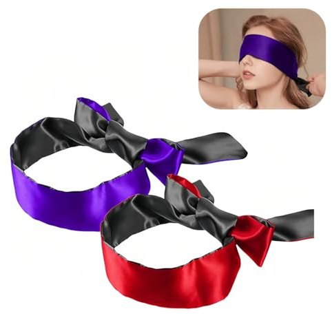 YIMVUNZ 2 pcs Augenbinde für Frau Augenbinde Hestya Augenmaske Satin für Frauen Männer Erwachsene Paare für Erwachsene für verliebte Paare