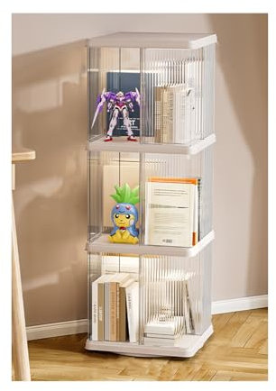 JHIAADEY drehbares Bücherregal,360-Grad-Display,360° drehbares Bücherregal aus Bambus,Drehregal Büroregal,Lagerregal for Wohnzimmer, Arbeitszimmer, Büro, Bücherregal, Turmlagerregal(Square,3th Floor)