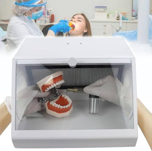 Large Space Dental Lab Dust Box,Sandblasting Dust Collector,Air Extraction/Filter Device/LED Light Source, Dust Will Not Escape, Reduce Dust Damage to Doctors
