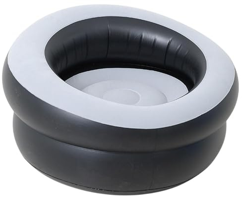 Milageto Aufblasbarer Lounge-Sessel, aufblasbare Couch, beflocktes Luftsofa, aufblasbarer Liegestuhl für Indoor-Spielzimmer, Reisen, Terrasse, Camping, Grauschwarz
