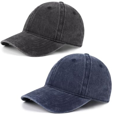 Zylioo XL/XXL vintage basebollkeps keps för stort huvud pigment basebollkeps tvättad bomull använd look baseballkeps tvättbar keps, Svartblå, XL-XXL