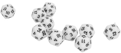 10 Stycken Lätta Tärningar, Proof D20 Polyedriska Tärningar, Högstyrka 20-sidiga Tärningar för RPG-spelbord (WHITE)