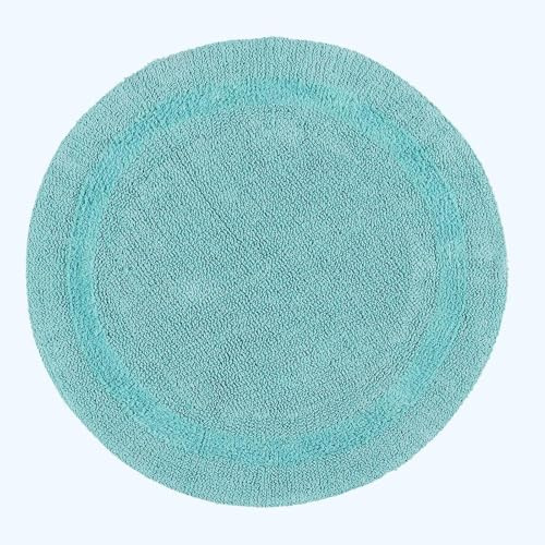Homescapes Runde Badematte Aqua, Premium Badvorleger 80 cm, Badteppich Baumwolle mit Wende-Design
