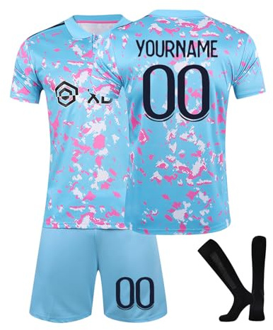 Maillot De Foot Enfant Personnalisés Maillots De Joueur De Football GarçOn,Maillots Et Ensembles Et Enfants Nom Et NuméRo Personnalisés, éQuipement Football T-Shirt Et Short Chaussettes