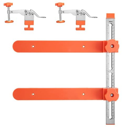 Kit de gabarit d'installation de glissières de tiroir, outil d'alignement de précision avec échelle de mesure et localisateur de poinçon, pinces universelles for glissières et façades de tiroirs d'arm