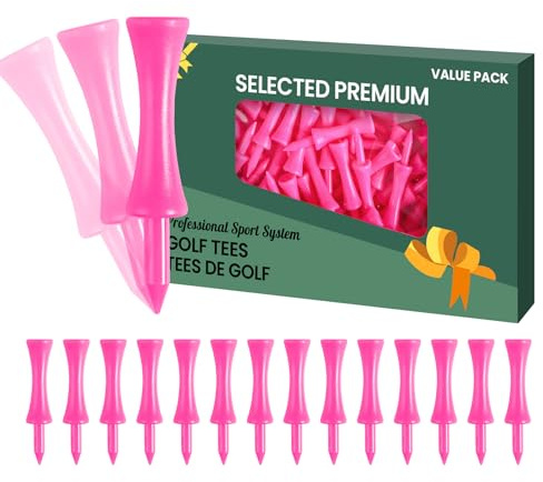 FINGER TEN Kunststoff Golf Castle Tees Step Down Unbreakable gleiche Höhe 2 1/4 Zoll Wert 60 120 Stück, Golf Tees Länge bunt für Übung Männer Frauen (Rosa, 120 Stück)