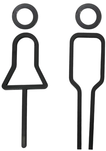 Cartello Toilette WC,Segno Bagno Uomo Donna Moderno, Targa Porta Autoadesiva in Alluminio Spazzolato Nero, Design Minimalista Elegante per Hotel, Ristoranti, Uffici e Casa