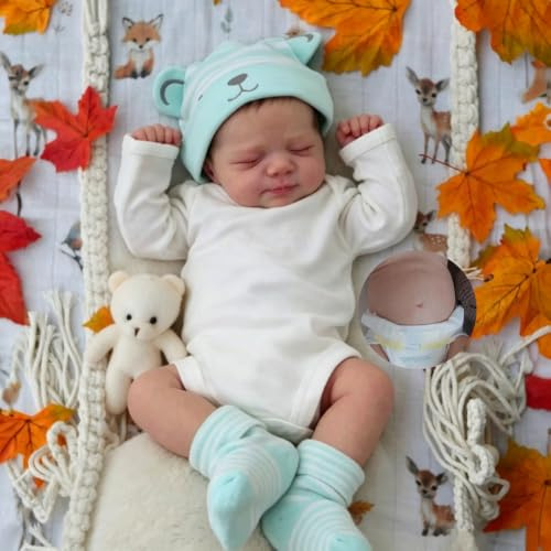 Zero pam Reborn Baby Mädchen Vollsilikon Lebensecht mit Haaren Augen Zu, Puppe 45 cm Reborn Babypuppe Wie Echtes Baby Vollsilikon Vinyl Waschbare Bewegliche Realistische Babypuppen (Klassisch)