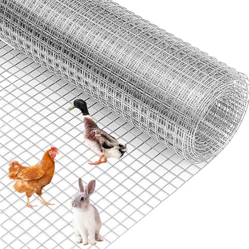 Hardware Cloth 1/2 inch - 36in x 50ft 19GA Heavy Duty Galvanized Chicken Wire Mesh Roll, Hot-Dipped After Welding for Chicken Coop, Rabbit Cages & Garden Fencing – Poultry Netting & Fencing