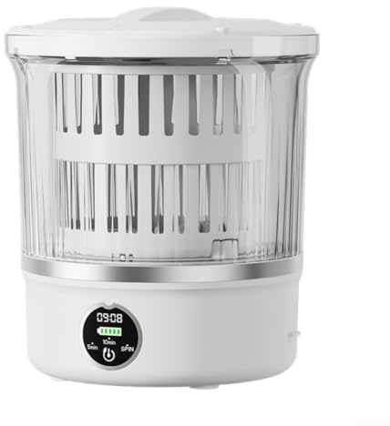 Tragbare 3-Liter-Waschmaschine, schnelltrocknender Modus und Timer-Funktion, kompaktes Design mit Drehkorb für kleine Räume in Hotels und Wohnungen (weiß)