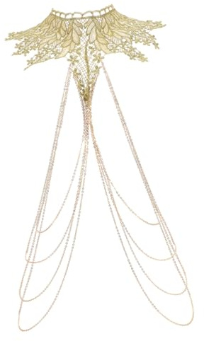 OUNONA Cadena Corporal de Encaje Elegante Joyería de Cadena Corporal Dorada para Mujer Joyas Decorativas para Fiesta Cuerpo Única y Ligera