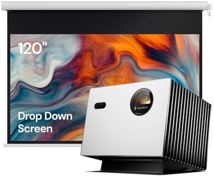 Valerion StreamMaster Plus2 4K Laser Beamer + 120-Zoll Motor-Projektionsleinwand Set, 2000 ISO Lumen, HDR10, IMAX Enhanced, Dolby Vision & Atmos, 4ms Low-Latency Gaming, 10000:1 Kontrast, wasserdicht,