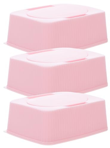 Custodia Riutilizzabile per Salviette Bimbi Formato Viaggio 3 Pezzi | Pp Rosa, Coperchio Ribaltabile Antipolvere, Dimensioni Compatte 5,15x4,01x1,85 Pollici