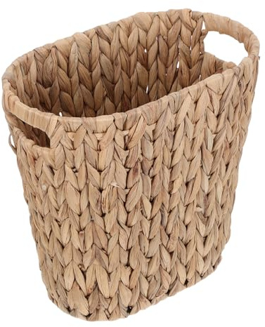 MAGICLULU Papelera de Mimbre Artesanal con Asas, Cesta de Basura Rectangular Grande de Pastos Marinos, Cubo Decorativo para Baño, Cocina y Oficina, Cesta de Almacenamiento Resistente