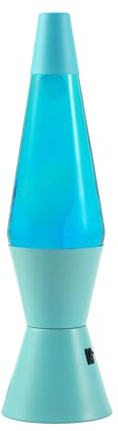 I-TOTAL® - LED-Lavalampe – Modernes Design mit fließendem Blaseneffekt, geringer Energieverbrauch, integriertes LED-Licht, 37 cm (Blauer Sockel, blaue Flüssigkeit, weißes Wachs)