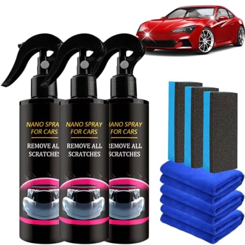 Nurafix Nano Spray de Réparation de Rayures de Peinture de Voiture, Spray de Réparation de Rayures de Voiture, Efface Rayure Voitures, Verre Liquide Carrosserie pour Réparation des Rayures (3PC)