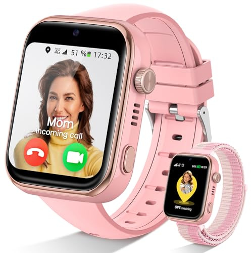 SWGOTA Reloj Inteligente Niño, Posicionamiento Múltiple GPS Mejorado, Rosa