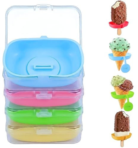 Velnos 4 Pcs Silicone Ice Lolly Drip Catchers Ice Cream Holder Base for Popsicles and Cones