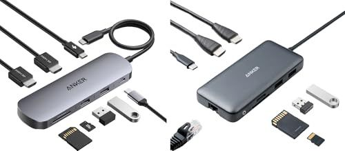 Anker Nano 8-in-1 USB C Docking Station, Dual Monitor Laptop Dock with 4K@60 Hz HDMI & Laptop Docking Station Dual Monitor, 8-in-1 USB C Hub, 4K Dual Monitor with 2 HDMI