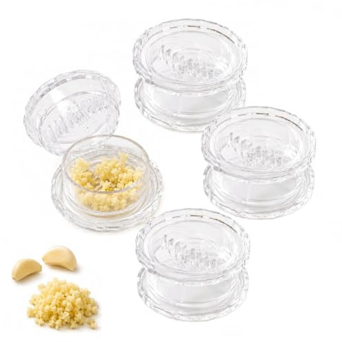 Manual Garlic Twister & Masher, 2PCS Clear Manual Garlic Twister and Ginger Mincer Tool, Garlic Mincer & Garlics Press, Multi-Functional Grinder for Garlics, Onion, Ginger, Nuts (4pcs)