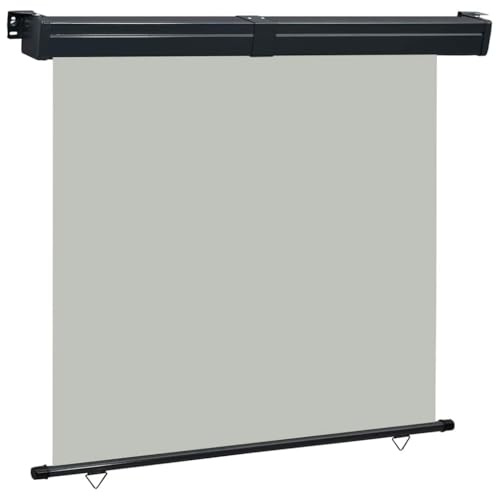 Fisinber Balkon-Seitenmarkise 165x250 cm Grau - Senkrechtmarkise für Balkon und Terrasse - Ausziehbarer Sichtschutz und Windschutz - Wand- und Deckenmontage inklusive Montagezubehör
