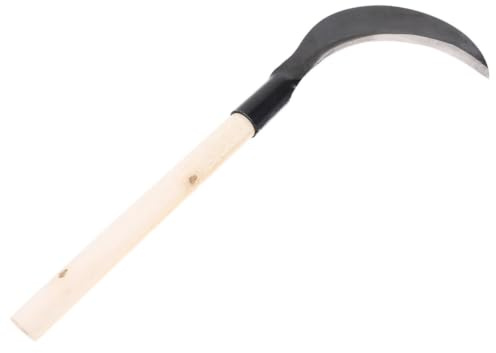 UTHCLO Guadaña manual de acero al manganeso con mango de madera largo, ideal para eliminar malas hierbas y césped en jardines y huertos Varios estilos