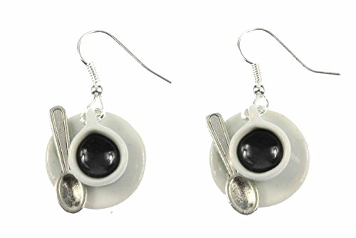 Miniblings Tasse Kaffee Löffel Ohrringe Kaffeetasse Cafe Hänger Porzellan | Ohrschmuck, sorgfältig in Berlin gefertigt, in kleiner Serie hergestellt