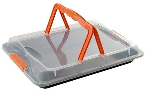 FLORINA Backform Backblech mit Transporthaube 42x29cm Griff-Farbe: orange