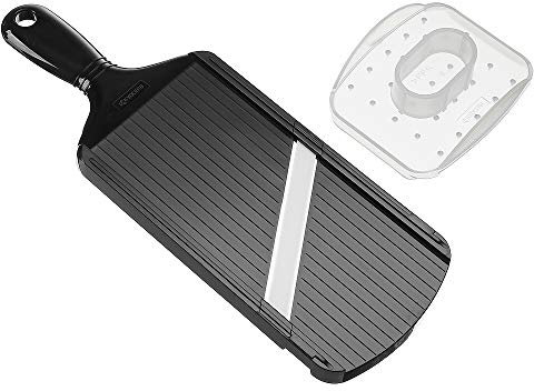 Kyocera SETSUSHI Gen Coltello in Ceramica Bianca, Multiuso 11cm, Affettatrice CS202, Grattugia CY10, Tappettino e cucchiaio in Bambù