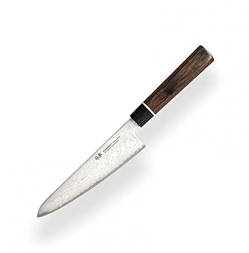Suncraft VG-10 Black Damascus & Couteau de cuisine & Damas Couteaux de Chef Santoku 143 mm & Professionnel Japonais Acier 67 Couches avec Pakkawood Manche